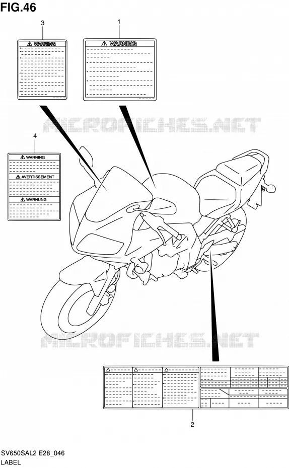 ETIQUETTE Suzuki MOTO 650 SV-S 2012  SV650SA L2 (E03,E28,E33)