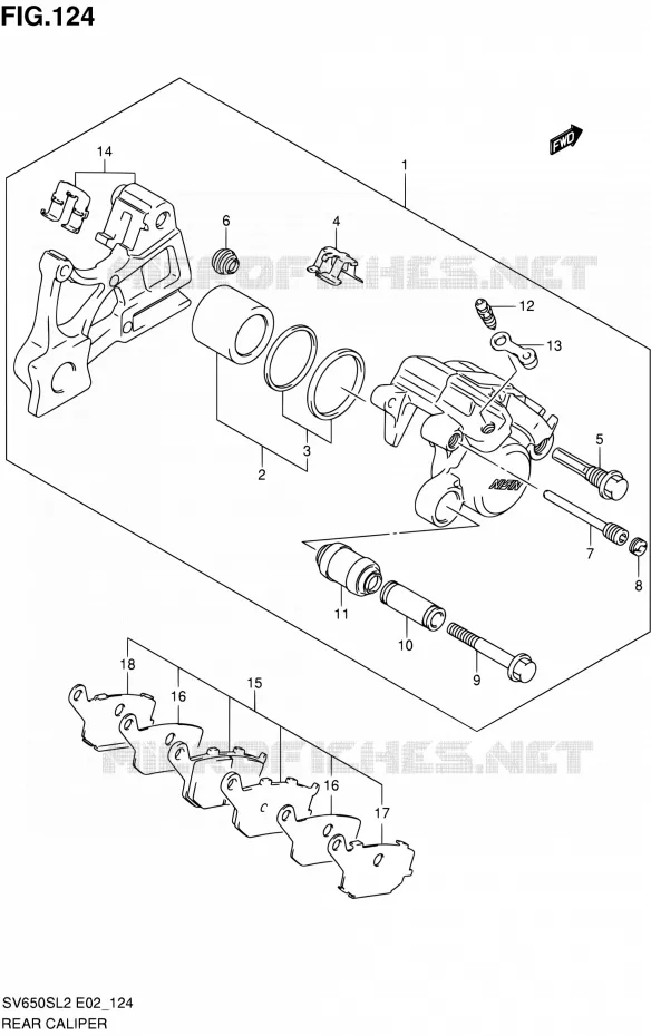ETRIER DE FREIN ARRIERE (SV650SUL2 E24) Suzuki MOTO 650 SV 2012  SV650SAL2(E24)