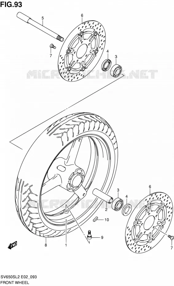 ROUE AVANT (SV650SL2 E02) Suzuki MOTO 650 SV 2012  SV650SAL2(E24)