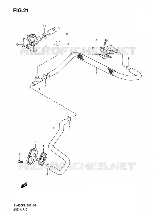SYSTEME RECYCLAGE GAZ ECHAPPEMENT Suzuki MOTO 650 SV 2008  SV650SUK8(E19)