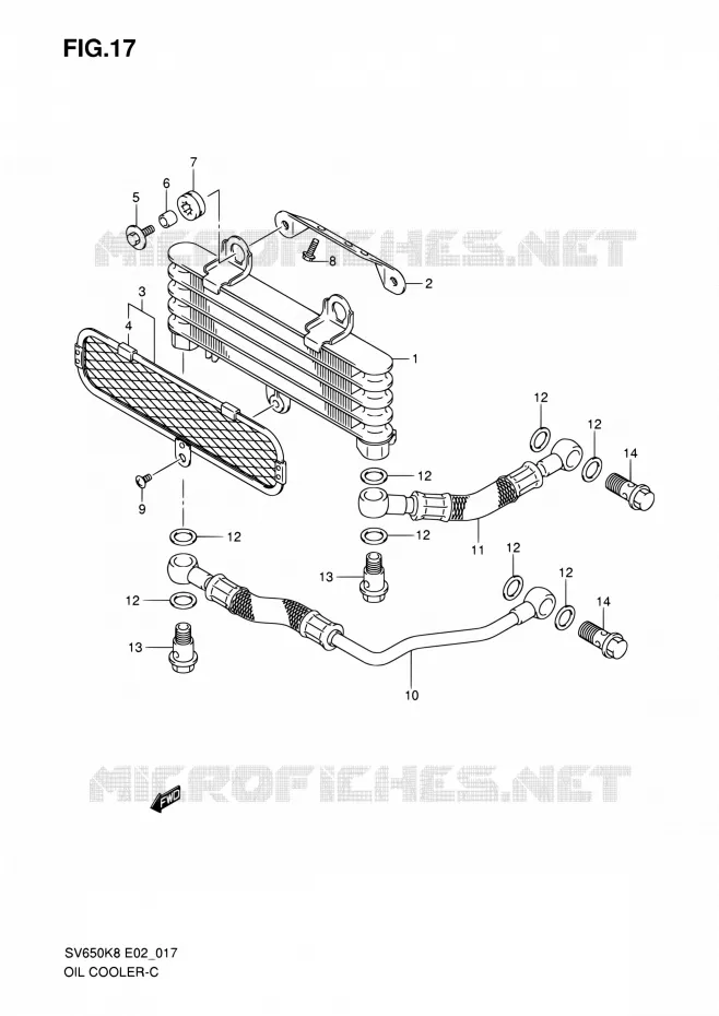 RADIATEUR D'HUILE Suzuki MOTO 650 SV 2010  SV650SUL0(E19)
