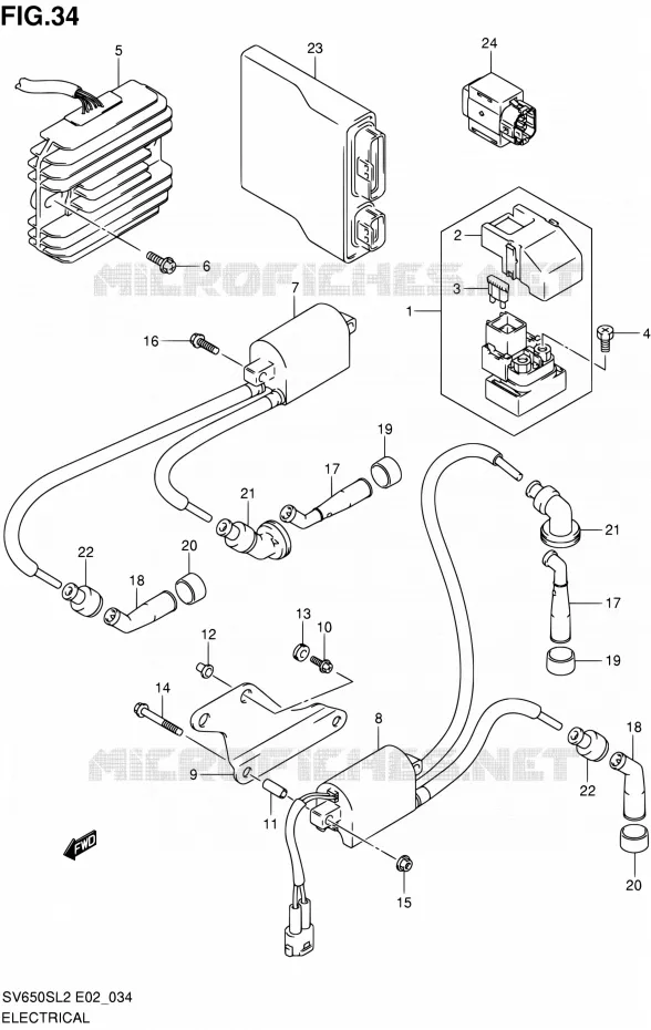 PARTIE ELECTRIQUE (SV650SL2 E02) Suzuki MOTO 650 SV 2012  SV650SUL2(E24)