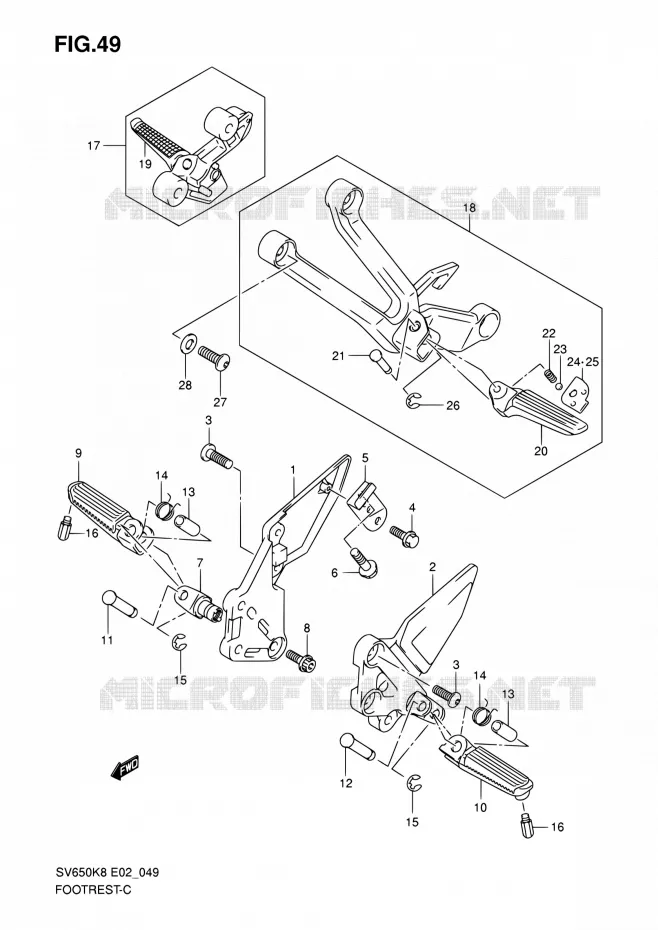 REPOSE PIED Suzuki MOTO 650 SV 2008  SV650SUAK8(E19)