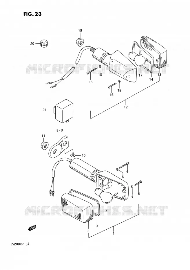 CLIGNOTANTS Suzuki MOTO 200 TS-R 1991  TS200R M (E02,E04,E24)
