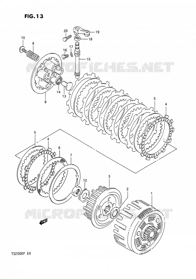 EMBRAYAGE Suzuki MOTO 200 TS-R 1991  TS200R M (E02,E04,E24)
