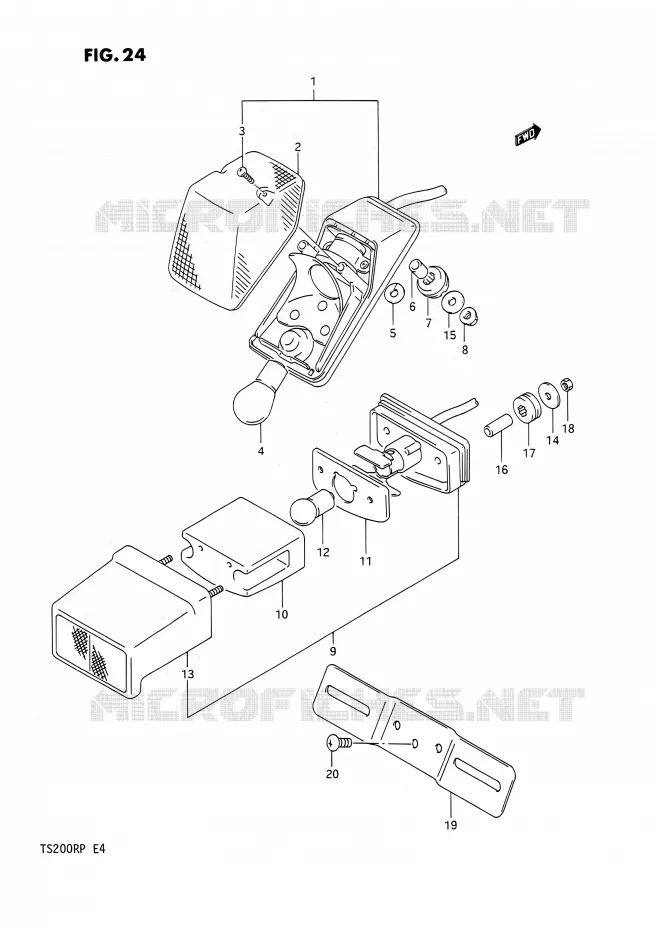 ENSEMBLE FEU ARRIERE Suzuki MOTO 200 TS-R 1993  TS200R P (E04,E24)