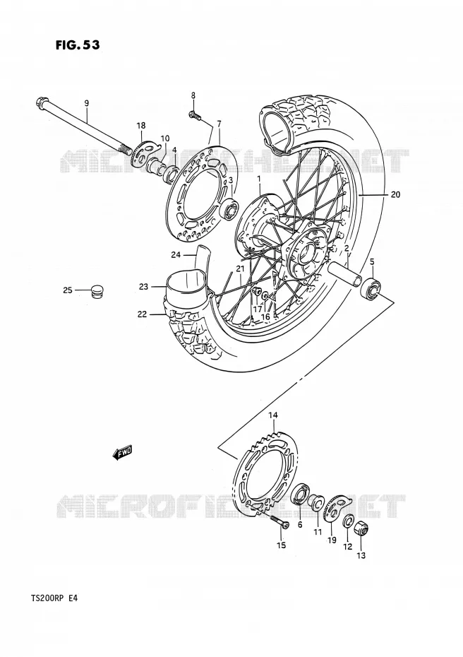ROUE ARRIERE Suzuki MOTO 200 TS-R 1993  TS200R P (E04,E24)