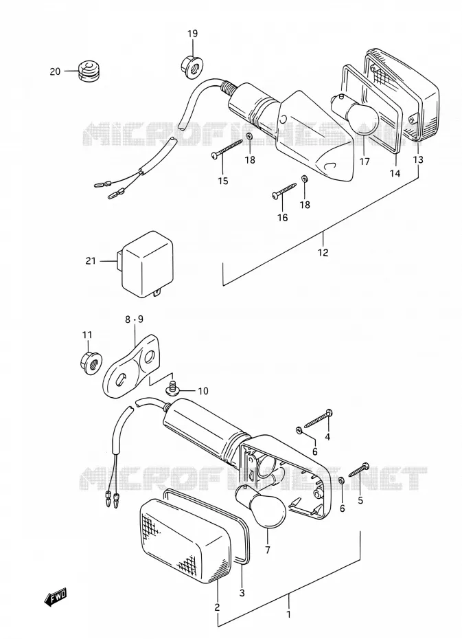 CLIGNOTANTS Suzuki MOTO 200 TS-R 1991  TS200R M (E03,E28,E33)