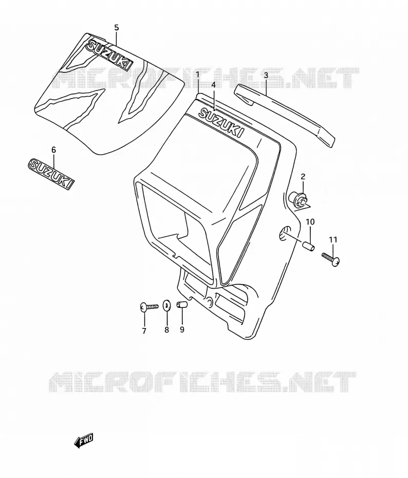SUPPORT - CARENAGES DE PHARE Suzuki MOTO 200 TS-R 1991  TS200R M (E03,E28,E33)