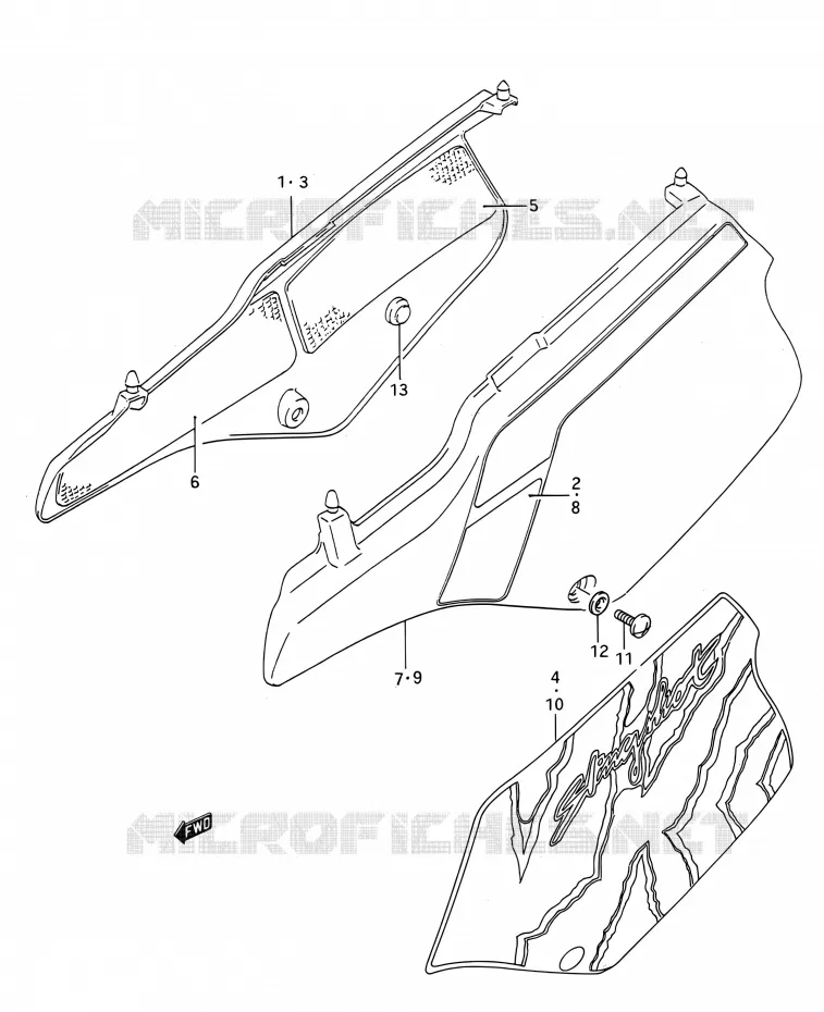 CARENAGES ARRIERE  (MODELE M/N) Suzuki MOTO 200 TS-R 1992  TS200R N (E03,E28,E33)
