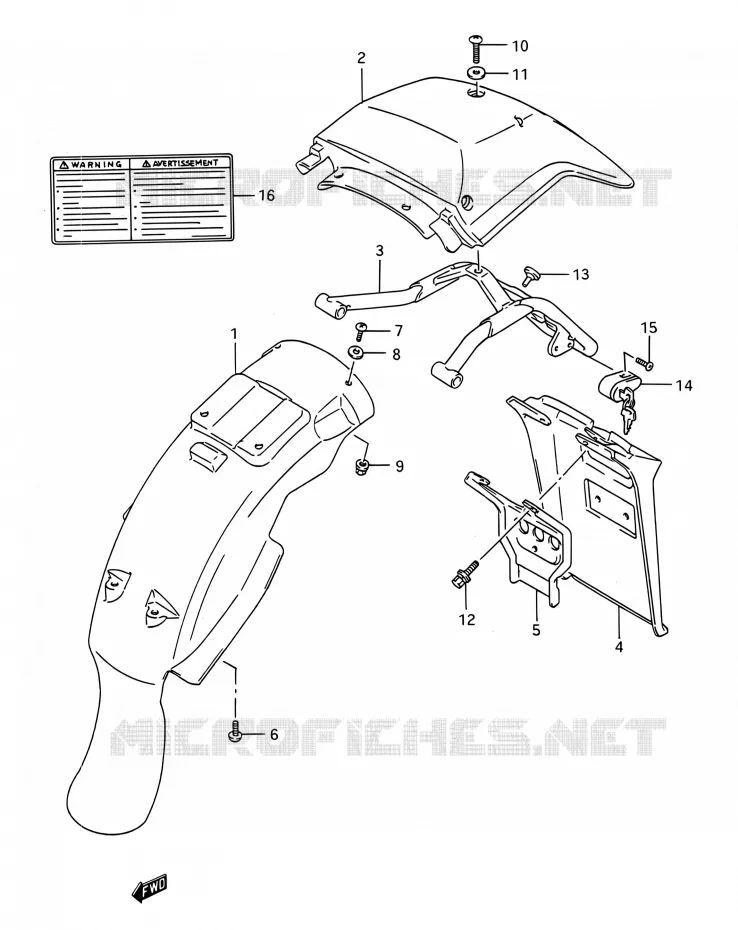GARDE BOUE ARRIERE Suzuki MOTO 200 TS-R 1992  TS200R N (E03,E28,E33)
