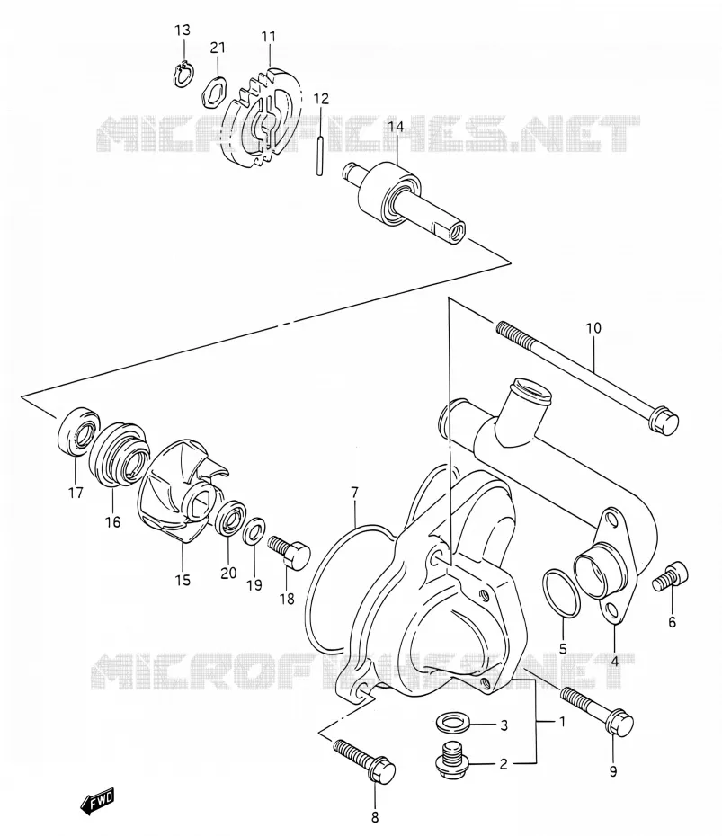 POMPE A EAU Suzuki MOTO 200 TS-R 1992  TS200R N (E03,E28,E33)