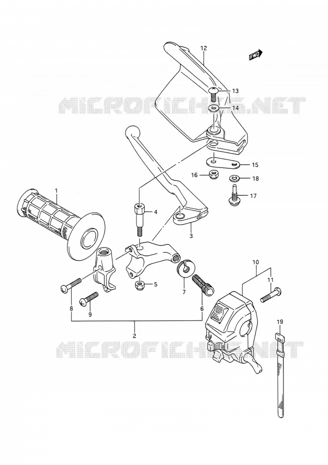 ENSEMBLE POIGNEE GAUCHE Suzuki MOTO 200 TS-R 1993  TS200R P (E03,E28,E33)