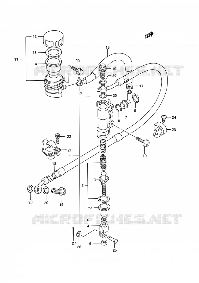 MAITRE CYLINDRE ARRIERE Suzuki MOTO 200 TS-R 1993  TS200R P (E03,E28,E33)