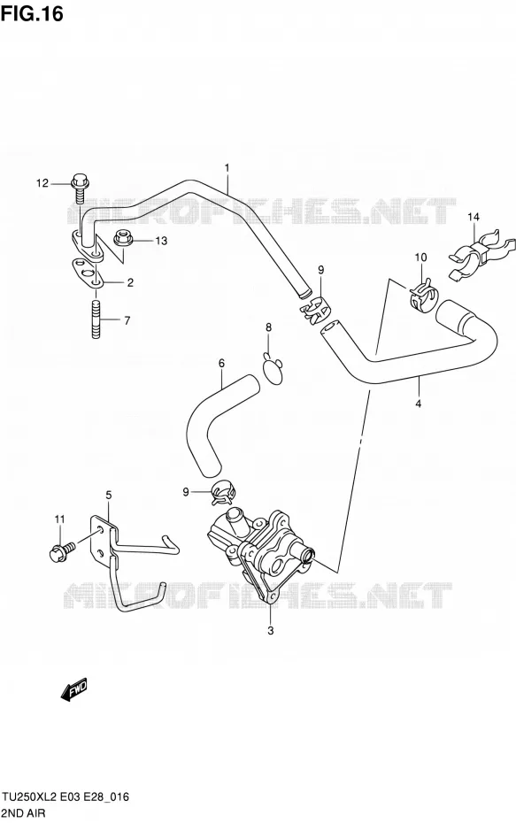 SYSTEME RECYCLAGE GAZ ECHAPPEMENT Suzuki MOTO 250 TU 2012  TU250XL2(E03,E28,E33)