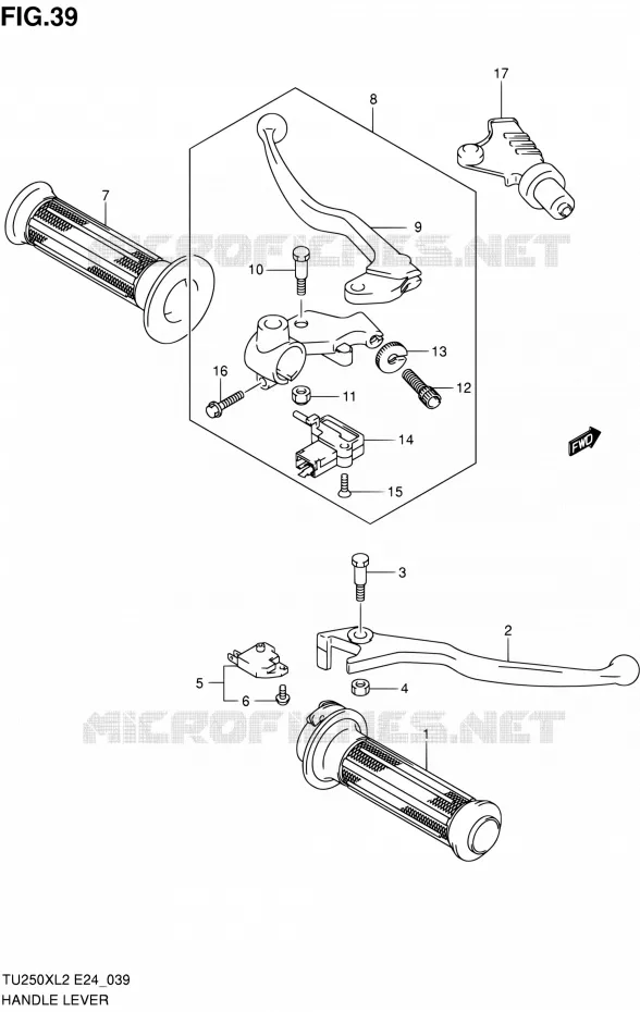 ENSEMBLE LEVIERS - POIGNEES Suzuki MOTO 250 TU 2012  TU250XL2(E24)