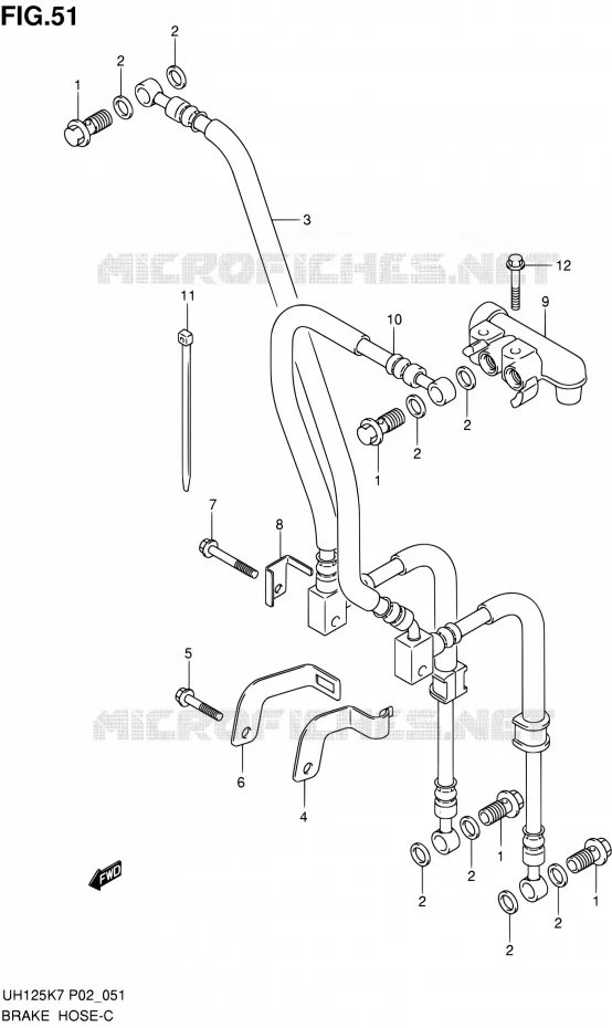FLEXIBLE DE FREIN Suzuki SCOOTER 125 BURGMAN 2008  UH125K8(E19)