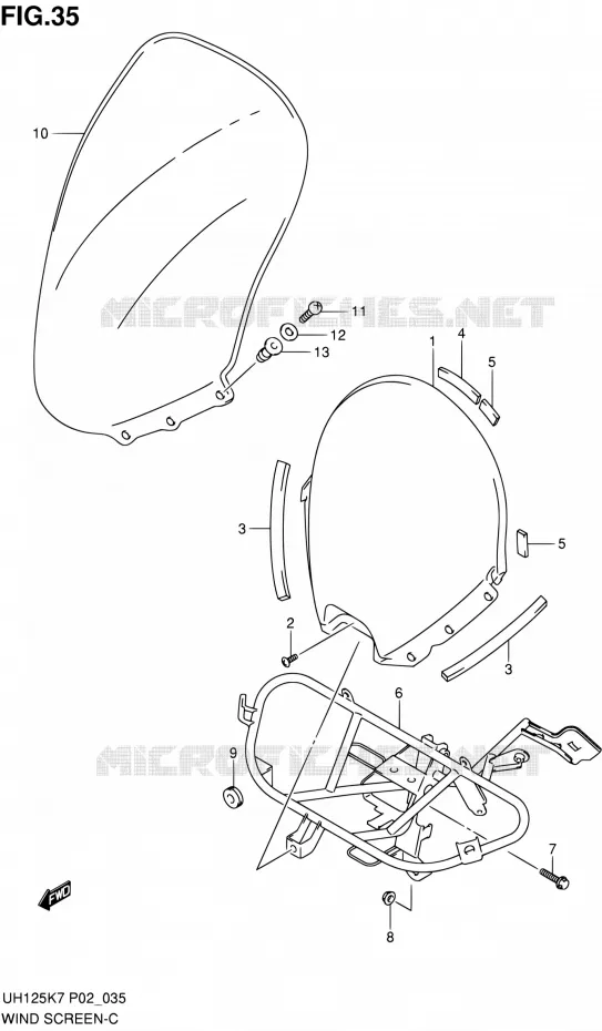 PARE-BRISE Suzuki SCOOTER 125 BURGMAN 2009  UH125K9(E02)