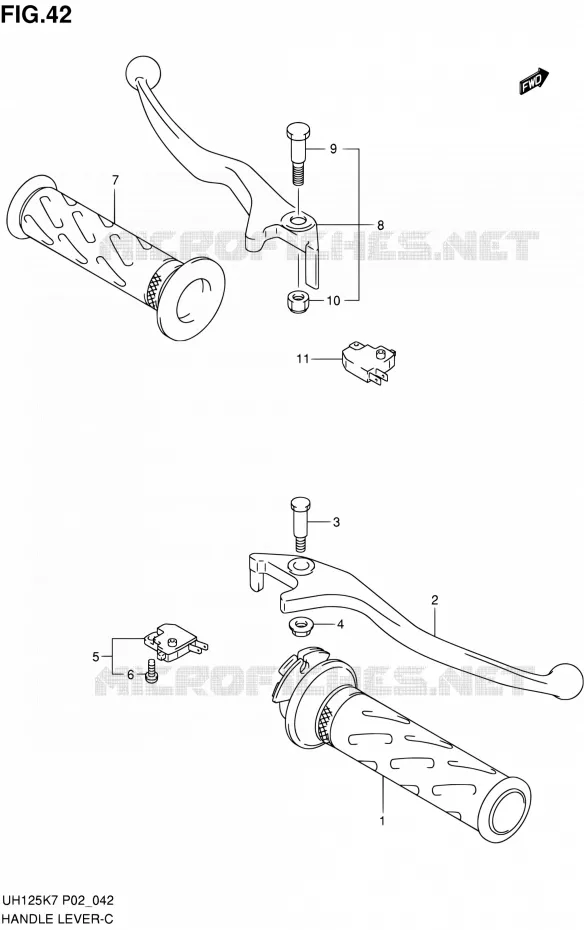 ENSEMBLE LEVIERS - POIGNEES Suzuki SCOOTER 125 BURGMAN 2009  UH125K9(E19)