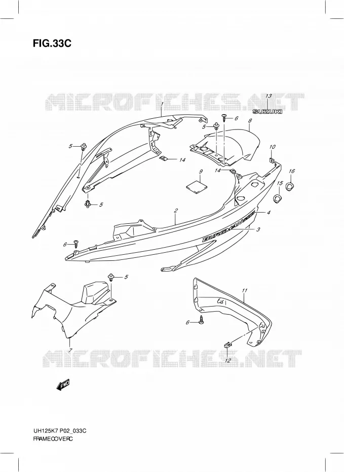 CARENAGES ARRIERE (MODEL L0) Suzuki SCOOTER 125 BURGMAN 2010  UH125L0(E02)