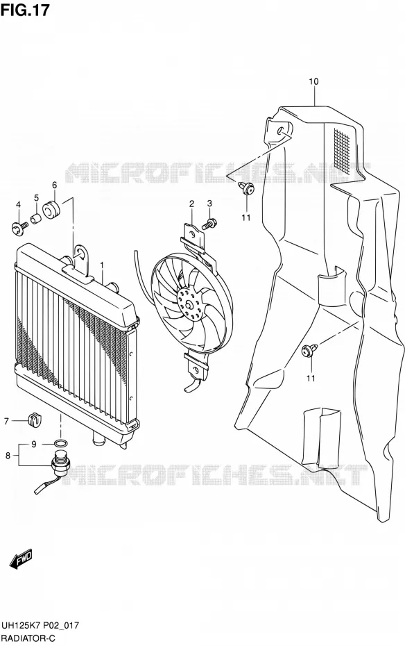 DURITE DE RADIATEUR Suzuki SCOOTER 125 BURGMAN 2010  UH125L0(E02)
