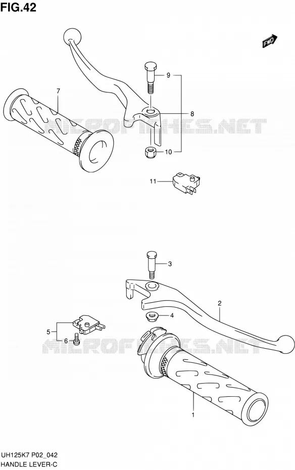 ENSEMBLE LEVIERS - POIGNEES Suzuki SCOOTER 125 BURGMAN 2010  UH125L0(E02)