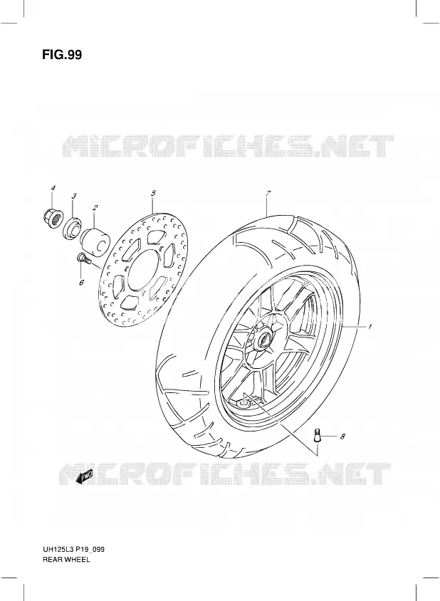 ROUE ARRIERE (UH125ZEL3 P19) Suzuki SCOOTER 125 BURGMAN 2012  UH125G L3 (P19)