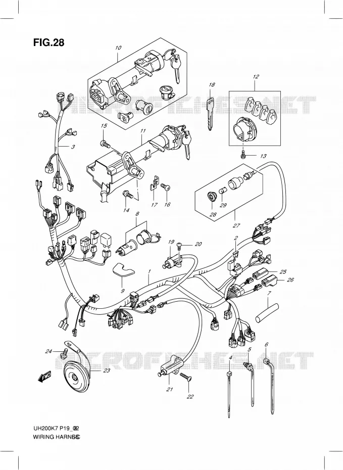FAISCEAU ELECTRIQUE Suzuki SCOOTER 200 BURGMAN 2007  UH200K7(E19)
