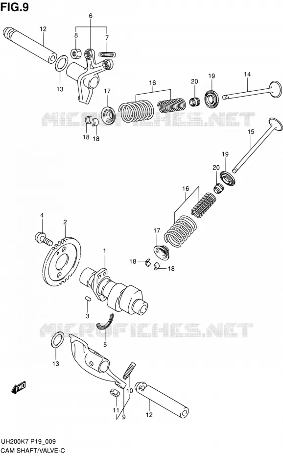 ARBRE A CAMES - VALVE Suzuki SCOOTER 200 BURGMAN 2008  UH200K8(E02)