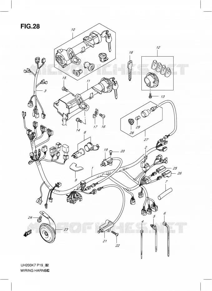 FAISCEAU ELECTRIQUE Suzuki SCOOTER 200 BURGMAN 2009  UH200K9(E02)