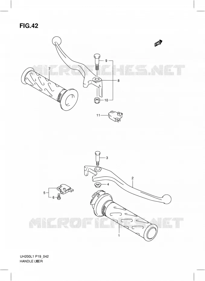 ENSEMBLE LEVIERS - POIGNEES Suzuki SCOOTER 200 BURGMAN 2011  UH200L1(P02)
