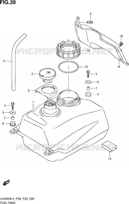 RESERVOIR D'ESSENCE (UH200AL4 P33) Suzuki SCOOTER 200 BURGMAN 2014  UH200A L4 (P03,P28,P33)