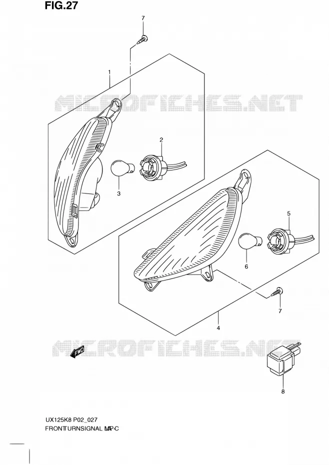 CLIGNOTANTS AVANT Suzuki SCOOTER 125 SIXTEEN 2008  UX125K8(P19)