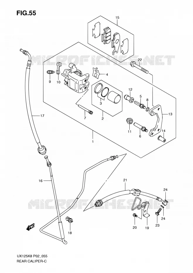 ETRIER DE FREIN ARRIERE Suzuki SCOOTER 125 SIXTEEN 2008  UX125K8(P19)