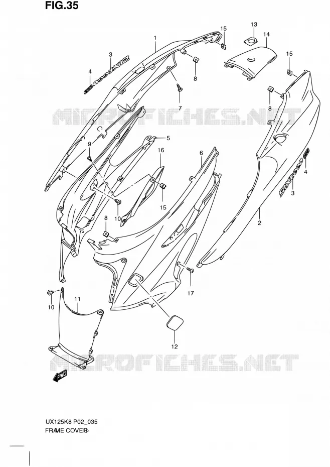 CARENAGES ARRIERE Suzuki SCOOTER 125 SIXTEEN 2010  UX125L0(P19)