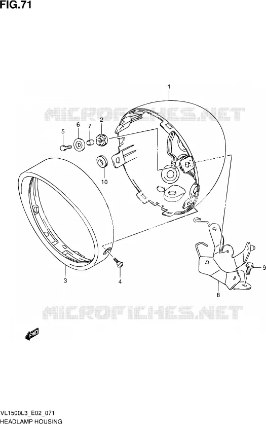 BOL DE PHARE (VL1500L3 E02) Suzuki MOTO 1500 INTRUDER 2013  VL1500 L3 (E02)