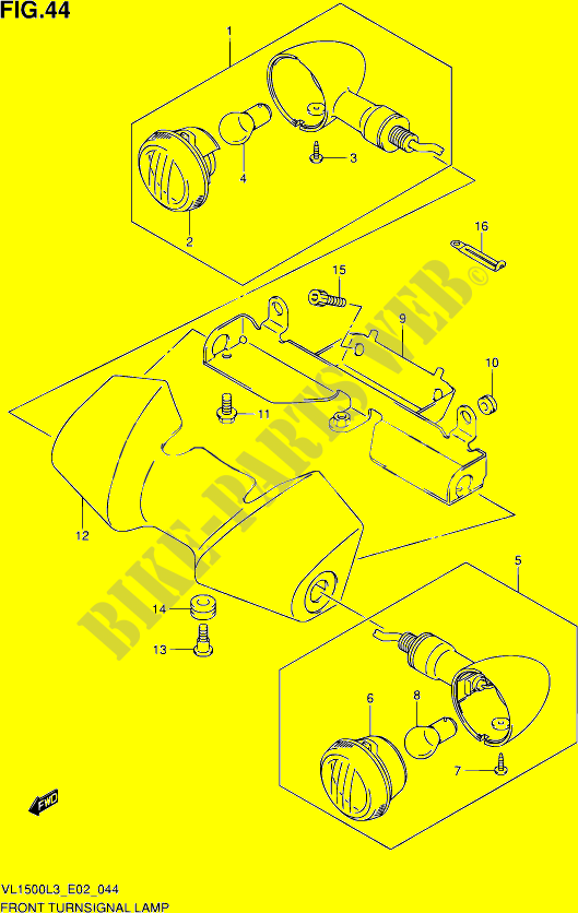 CLIGNOTANTS AVANT (VL1500L3 E02) pour Suzuki INTRUDER 1500 2013