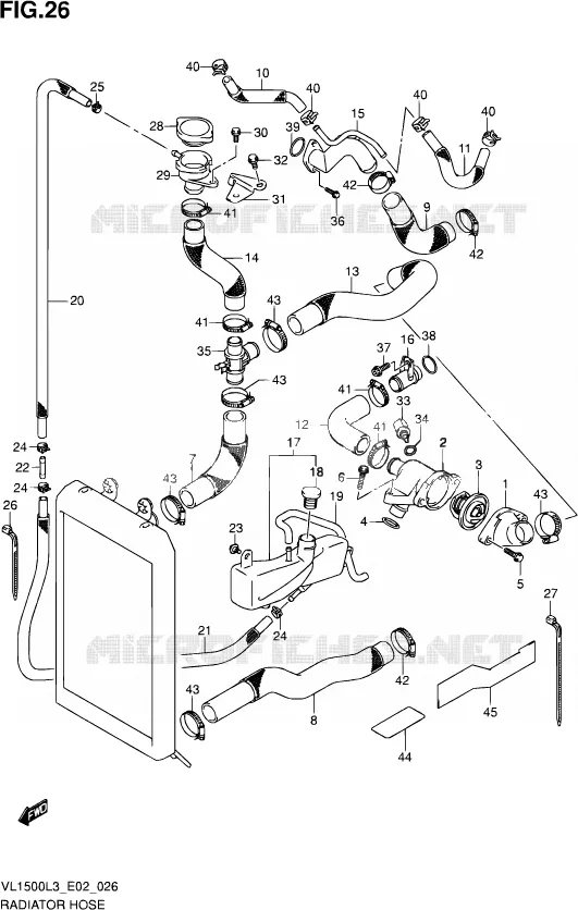 DURITE DE RADIATEUR (VL1500L3 E02) Suzuki MOTO 1500 INTRUDER 2013  VL1500 L3 (E02)