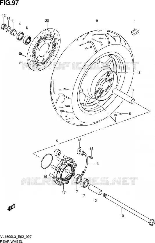 ROUE ARRIERE (VL1500L3 E02) Suzuki MOTO 1500 INTRUDER 2013  VL1500 L3 (E19)