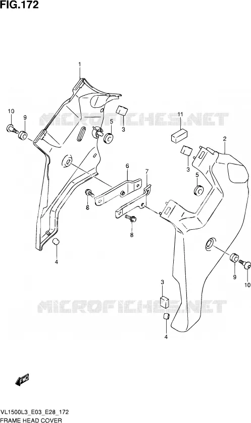 COUVERCLES DE CADRE Suzuki MOTO 1500 BOULEVARD 2013  VL1500 L3/VL1500B L3 (E03,E28,E33)