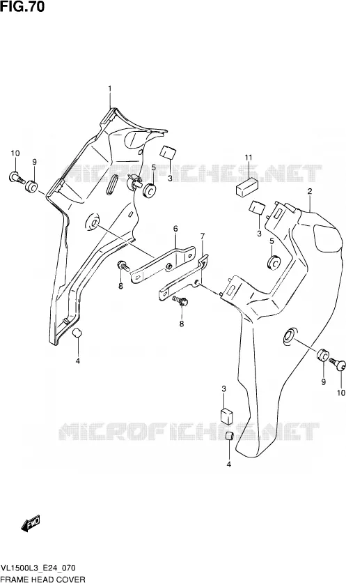 COUVERCLES DE CADRE Suzuki MOTO 1500 INTRUDER 2013  VL1500 L3/VL1500B L3 (E24)