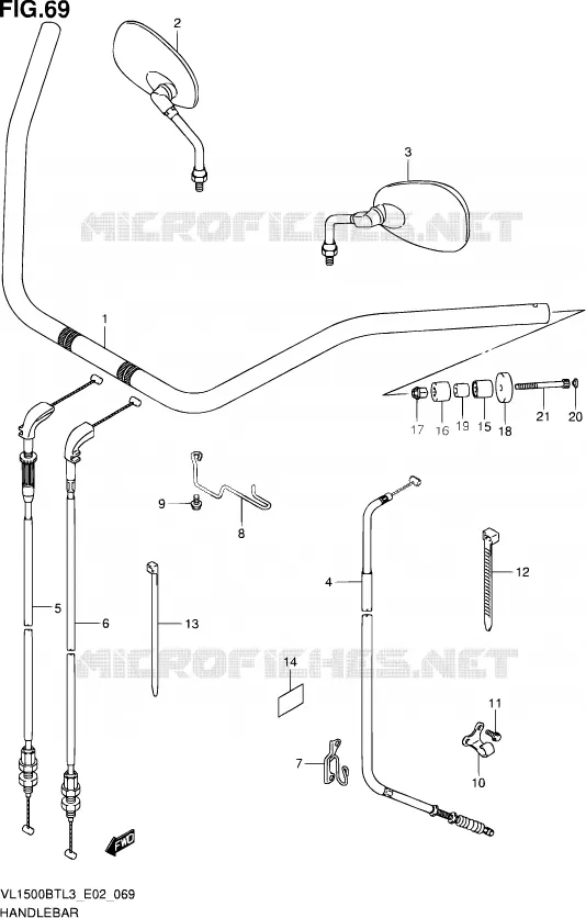 GUIDON (VL1500BTL3 E24) Suzuki MOTO 1500 INTRUDER 2012  VL1500B TL3 (E19)