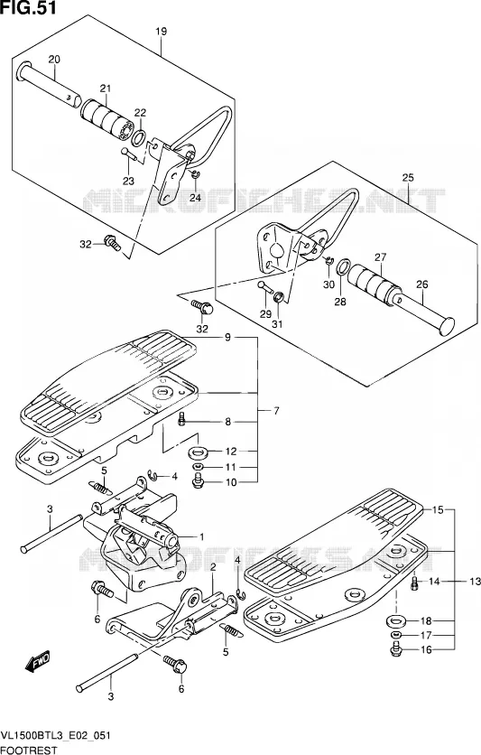 REPOSE PIED (VL1500BTL3 E02) Suzuki MOTO 1500 INTRUDER 2013  VL1500B TL3 (E19)