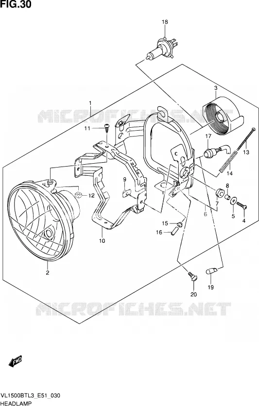 PHARE Suzuki MOTO 1500 INTRUDER 2013  VL1500B TL3 (E51)