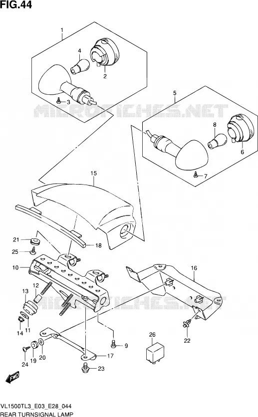 CLIGNOTANTS ARRIERE Suzuki MOTO 1500 BOULEVARD 2013  VL1500T L3 (E03,E28,E33)