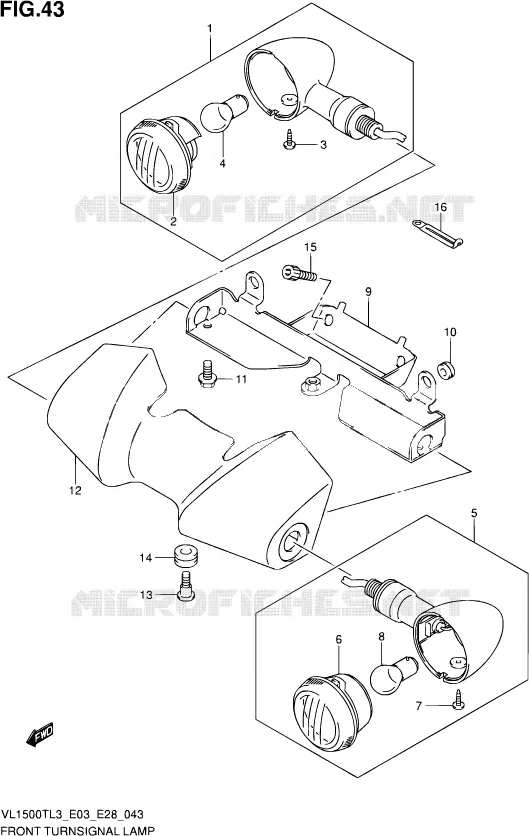 CLIGNOTANTS AVANT Suzuki MOTO 1500 BOULEVARD 2013  VL1500T L3 (E03,E28,E33)