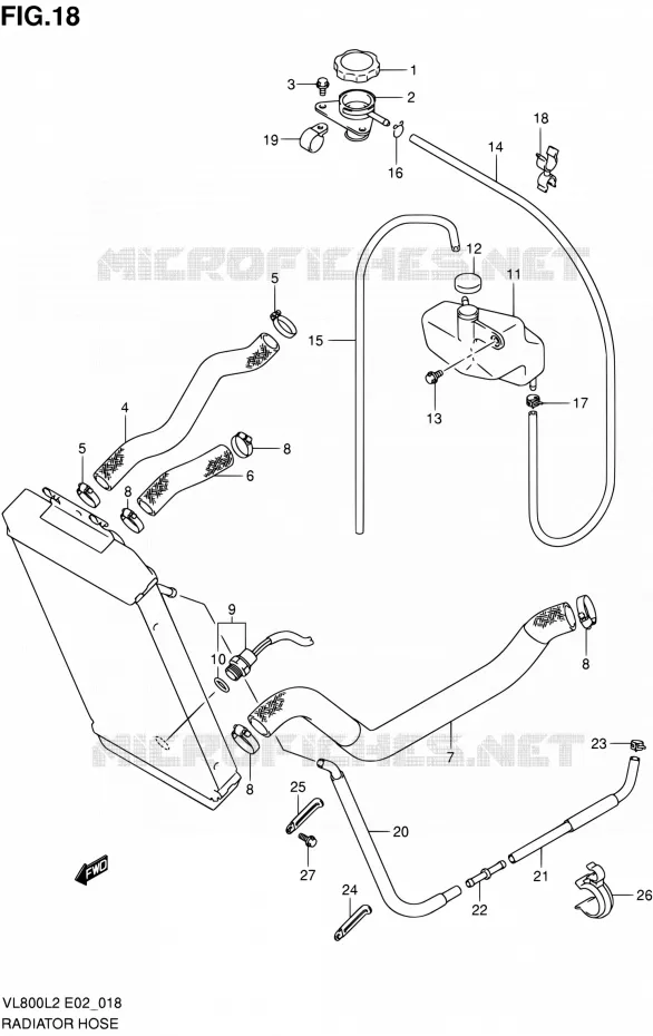 DURITE DE RADIATEUR Suzuki MOTO 800 VOLUSIA 2012  VL800L2