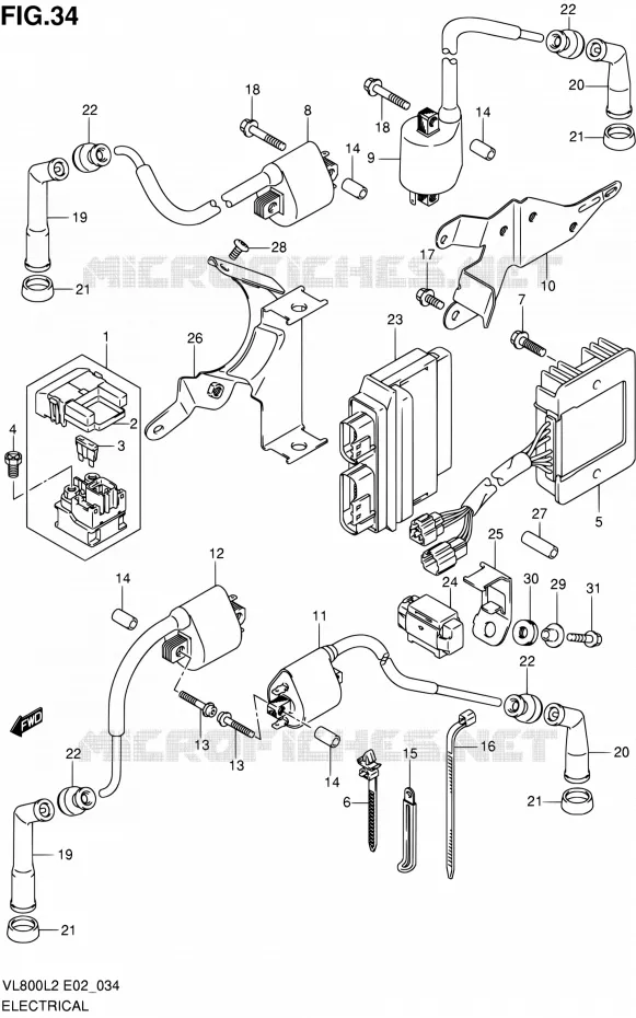 PARTIE ELECTRIQUE (VL800CL2 E24) Suzuki MOTO 800 VOLUSIA 2012  VL800L2