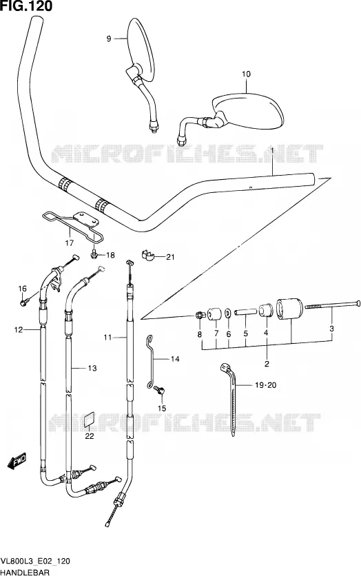 GUIDON (VL800CL3 E02) Suzuki MOTO 800 VOLUSIA 2013  VL800 L3 (E19)