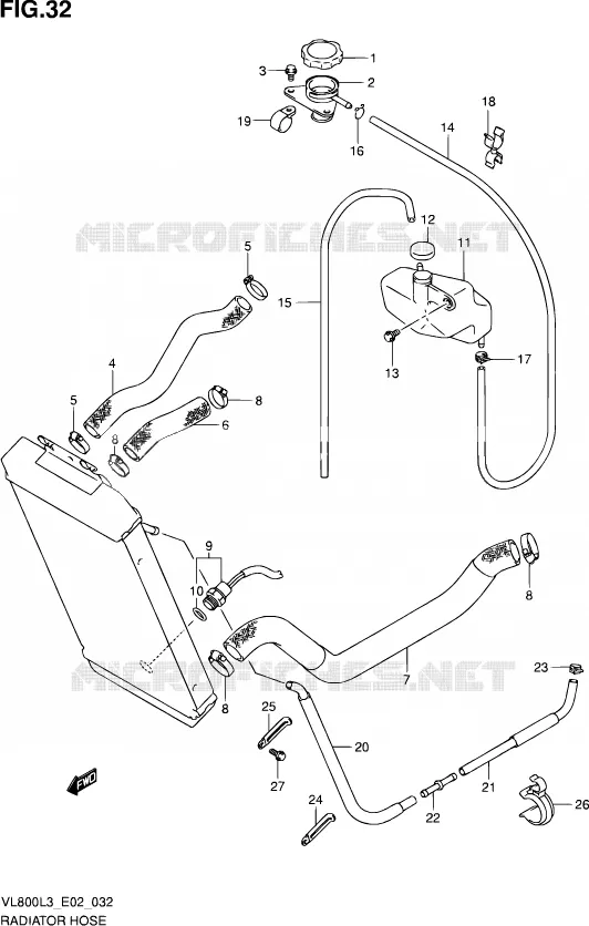 DURITE DE RADIATEUR (VL800CL3 E24) Suzuki MOTO 800 VOLUSIA 2013  VL800 L3/VL800T L3 (E24)